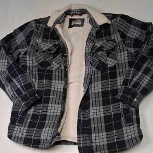 4/20$ Windriver Sherpa Lined Plaid Black and Gray Kids Jacket